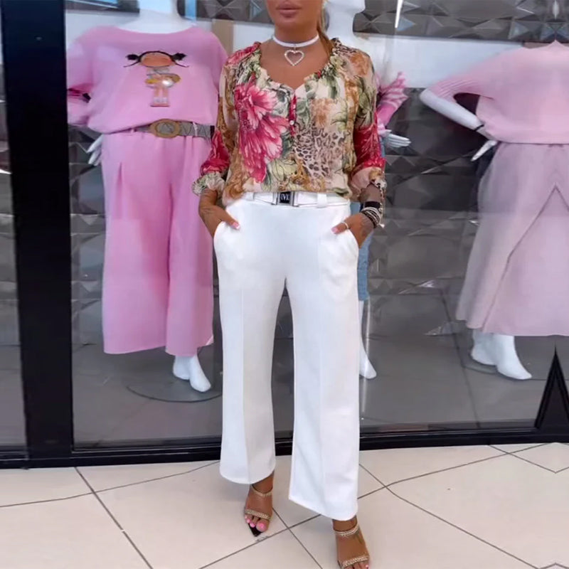 Floral Print V-Neck Blouse